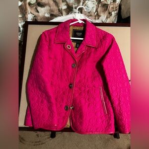 Coach Women's Vibrant Pink Quilted Puffer Jacket & Protection Sleeve